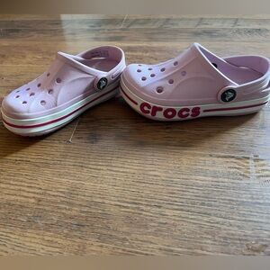 CROCS Kids Clogs in Lavender with White and Red Accents